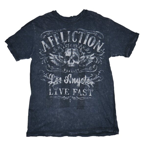 Affliction Live Fast Los Angeles Men’s T-Shirt Size L Vintage Skull Tee RARE - Picture 3 of 9